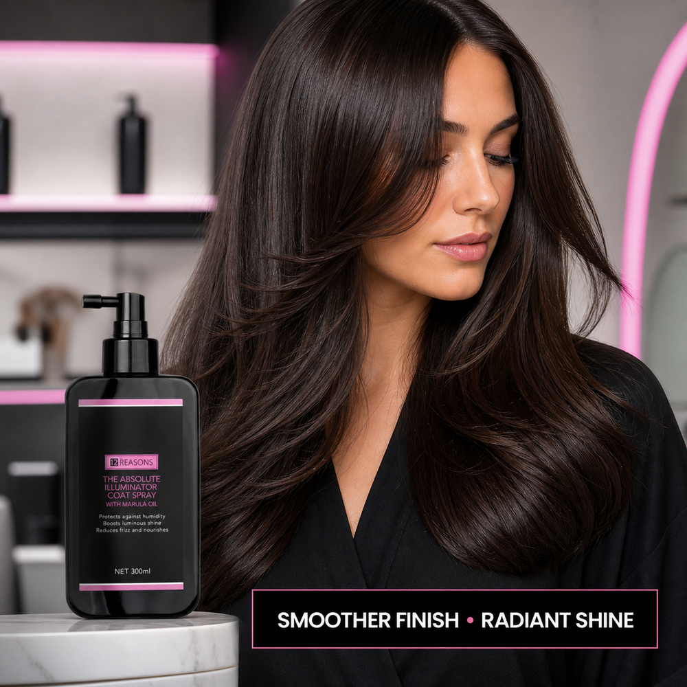 12 Reasons Illuminator Coat Spray with smoother finish and radiant shine benefit text
