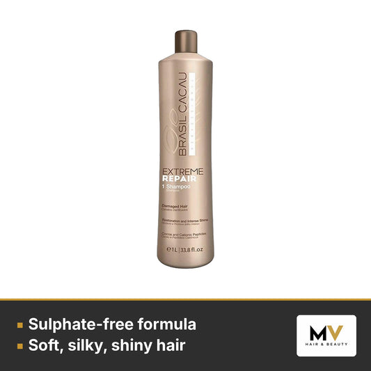 Brasil Cacau Extreme Repair Sulphate-Free Shampoo 1L, Extreme Repair Conditioner 1L & Deep Conditioning Mask – Step 3 1000ml Trio