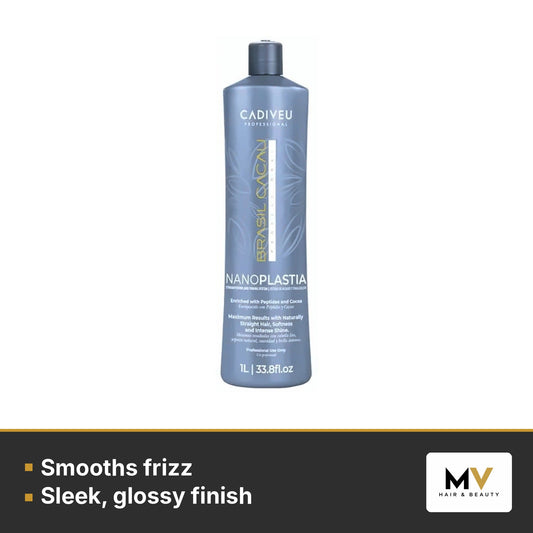 Brasil Cacau NanoPLASTIA Treatment 1000ml, Anti Frizz Shampoo 1000ml & Keratin Anti Frizz Conditioner 1000ml Trio – Smooths frizz, Sleek, glossy finish