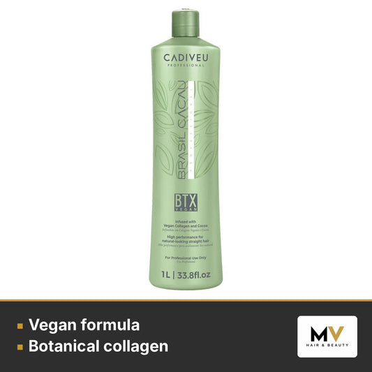 Brasil Cacau BTX Vegan 1L, Anti Frizz Shampoo 1000ml, Keratin Anti Frizz Conditioner 1000ml & Gradual Smooth Serum 215ml Kit – Vegan formula, Botanical collagen