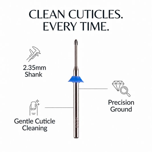 ACOS cuticle-clean drill bit with 1.6mm head and 2.35mm shank