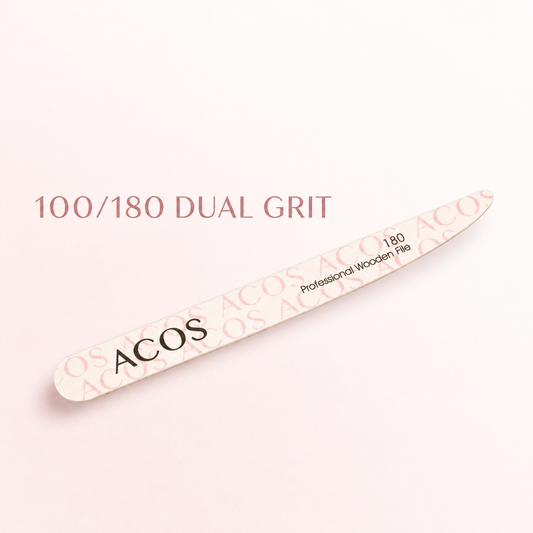 ACOS 100/180 dual-grit half-moon nail file feature graphic