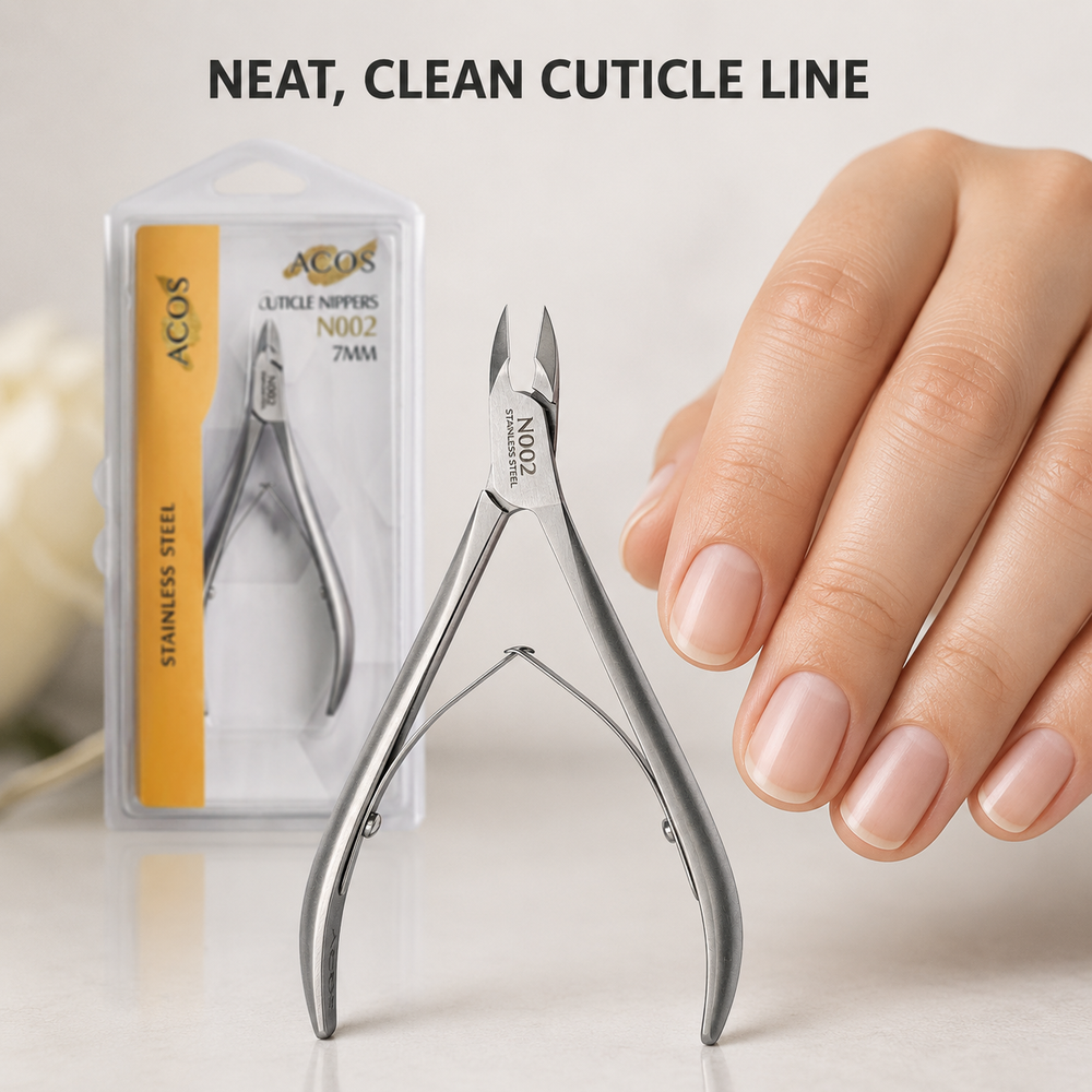 Neat clean natural cuticle line using ACOS N002 7mm stainless-steel nipper