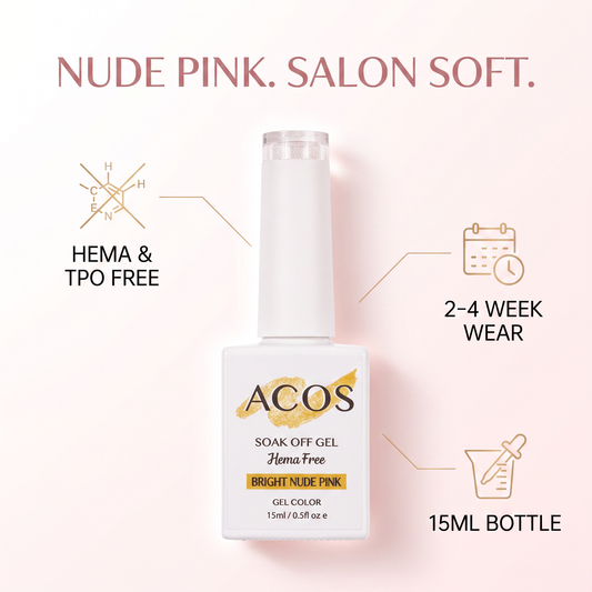 ACOS Bright Nude Pink 028 HEMA-free gel colour feature graphic