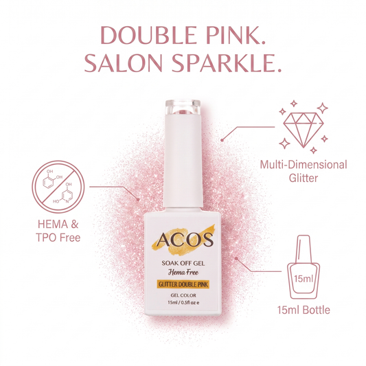 ACOS Glitter Double Pink 092 HEMA-free gel colour feature graphic