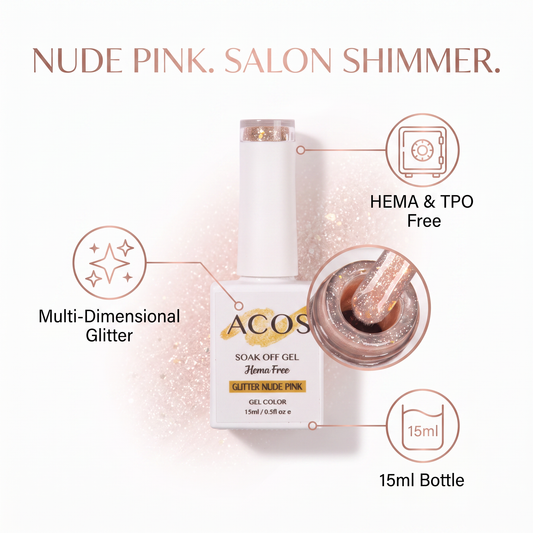 ACOS Glitter Nude Pink gel colour benefits
