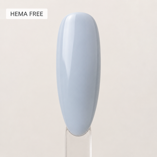 ACOS HEMA Free Light Grey Blue 068 benefit graphic with glossy nail swatch