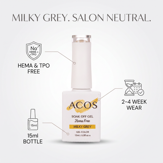ACOS HF083 Milky Grey gel colour nail swatches
