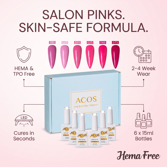 ACOS HEMA Free Gel Polish pink set benefits