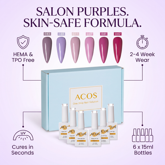 ACOS HEMA Free Gel Polish purple set benefits