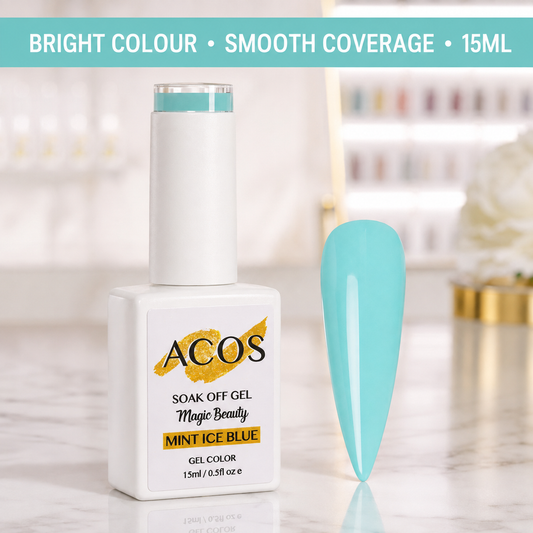 ACOS Magic Beauty Mint Ice Blue 150 gel colour with smooth bright coverage in 15ml