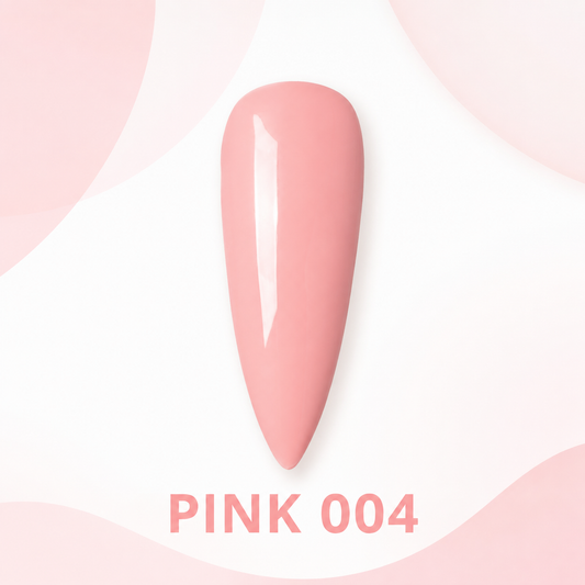 Pink 004 gel polish swatch with glossy soft warm pink colour