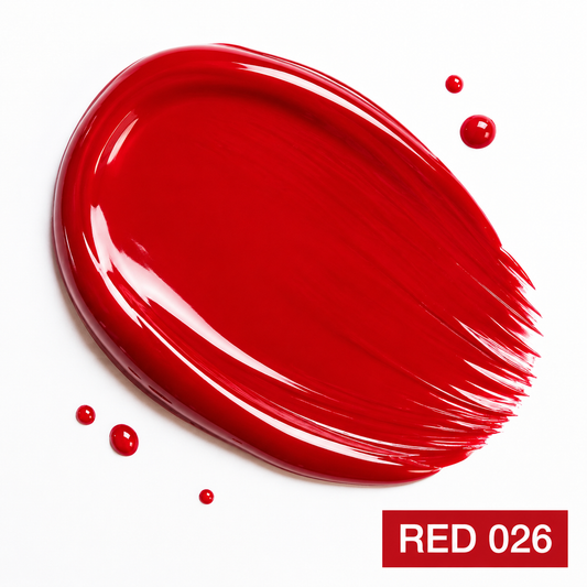 ACOS Red 026 gel polish shown as a glossy red colour swatch