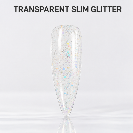 ACOS Slim Glitter 085 transparent multicolour glitter gel polish swatch