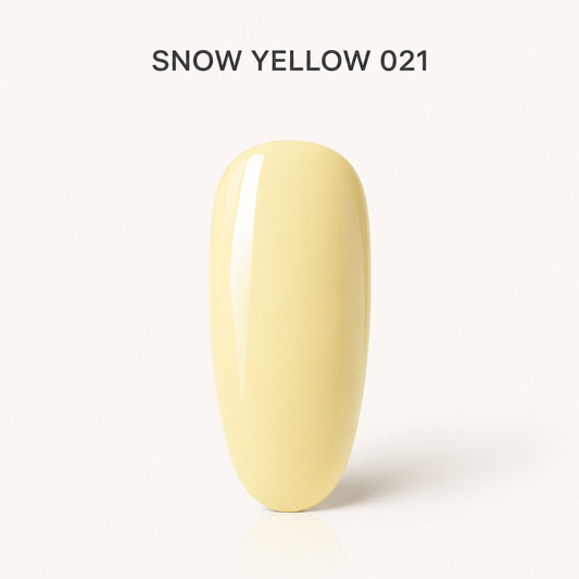 Snow Yellow 021 glossy pale yellow gel polish swatch