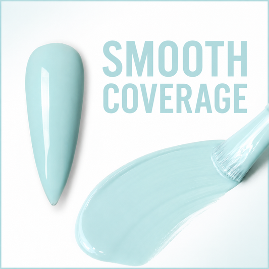 Water Blue 027 pale aqua nail swatch with a smooth coverage graphic