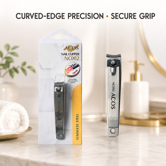 ACOS NC002 curved-edge stainless-steel nail clipper with secure grip
