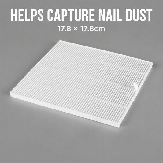 ACOS 17.8cm square replacement filter designed to help capture nail dust