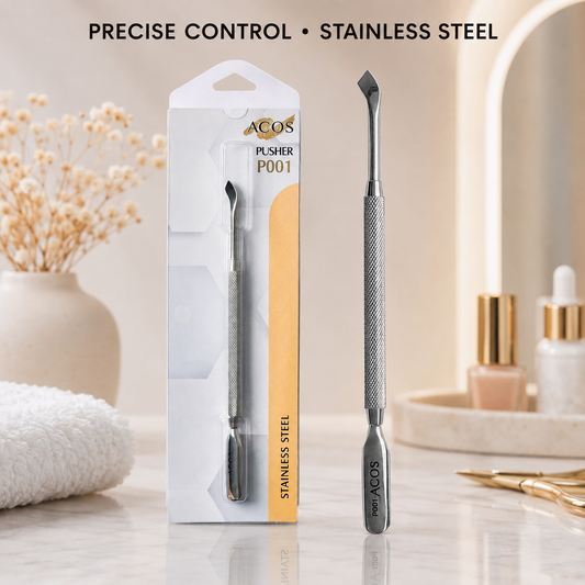 ACOS P001 double-ended stainless-steel cuticle pusher for precise control