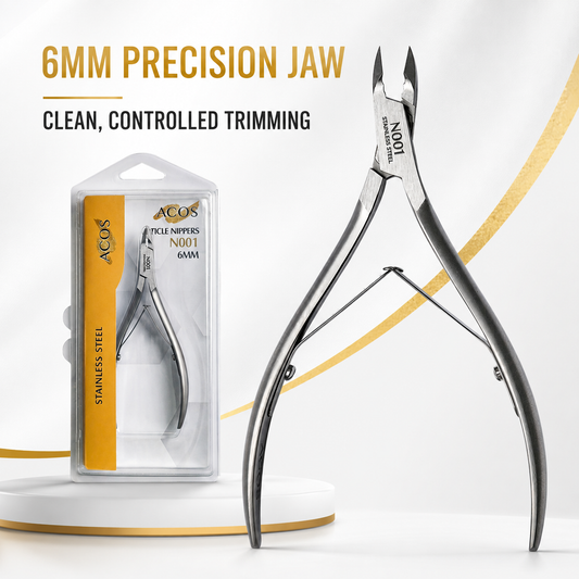 ACOS Premium Cuticle Nipper N001 6mm stainless steel precision jaw and controlled trimming benefits