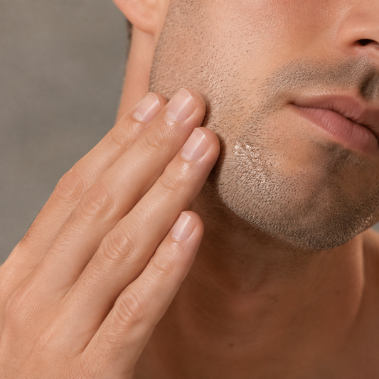 American Crew Ultra Gliding Shave Oil applied to short beard stubble