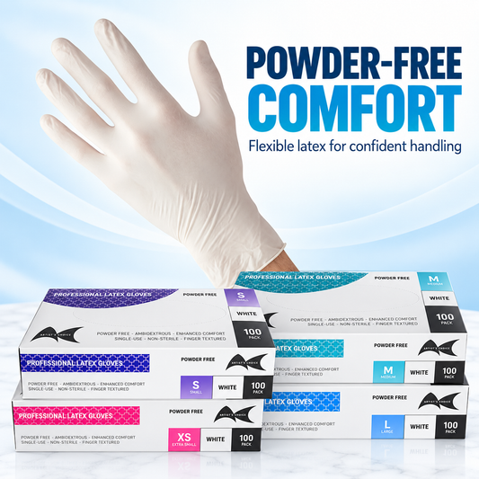 Artist Choice Latex Gloves White Powder Free 100pk – Powder-Free Comfort