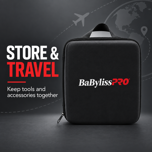 BaBylissPRO travel case with text: store and travel, keep tools and accessories together
