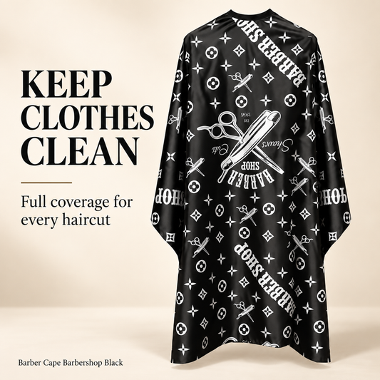 Barber Cape Barbershop Black – helps keep clothing clean during haircuts