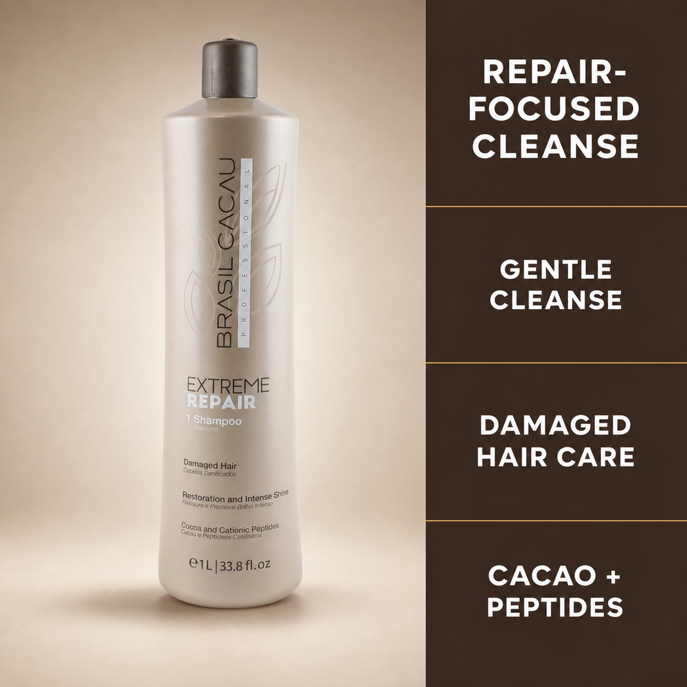 Brasil Cacau Extreme Repair Shampoo 1L – benefits infographic