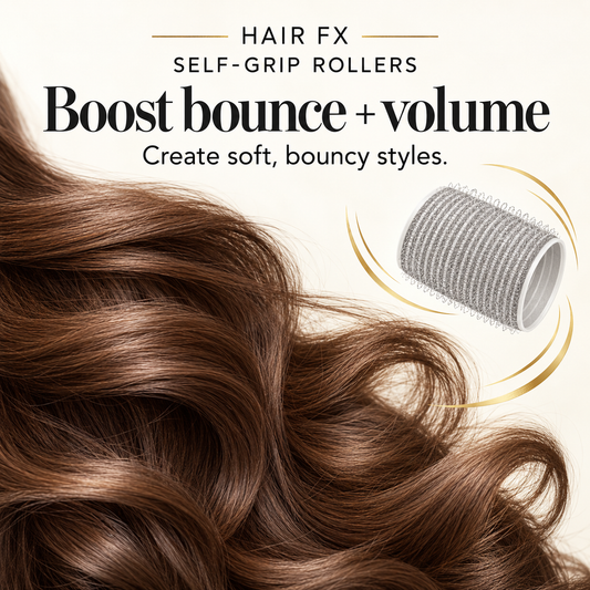 Hair FX Self-Grip Rollers: Boost bounce and volume. Create soft, bouncy styles.