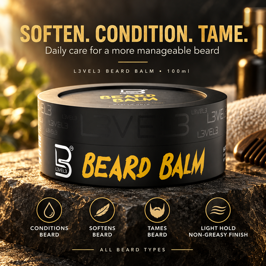L3VEL3 Beard Balm conditions softens and tames beard