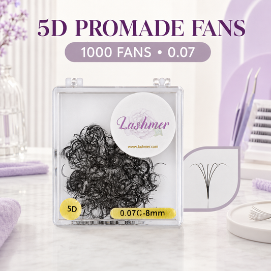 Lashmer 5D loose promade fans 1000 fan case in 0.07 diameter