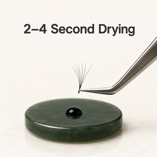 Black lash adhesive drop with 2–4 second drying benefit