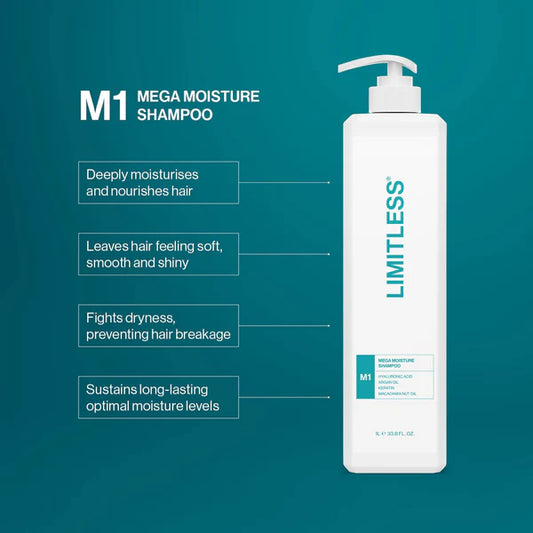 Limitless M1 Mega Moisture Shampoo 1L - MV hair and beauty