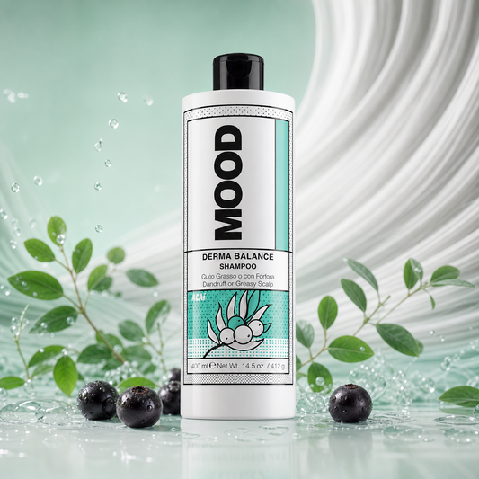MOOD Derma Balance Shampoo 400ml – product and ingredient hero