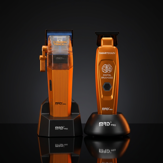 Cyber Grooming Kit - MRD Pro Cyborg Track Clipper and SmartBrain Trimmer on charging docks