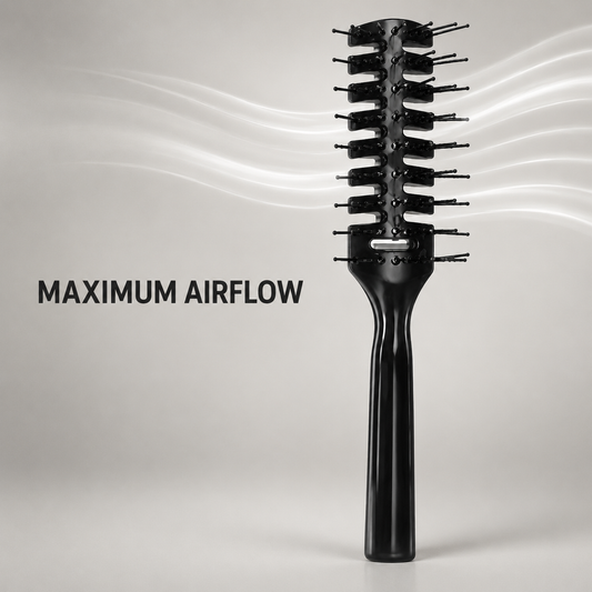 MV black flat vent brush maximum airflow benefit graphic