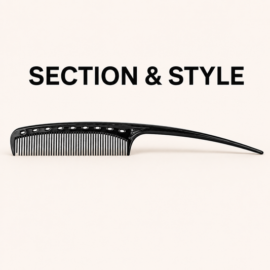 PC curve-handle styling comb benefit graphic: Section & Style