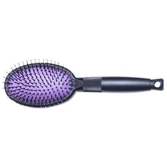 Purple paddle brush head and black handle
