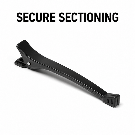 Black straight hair clip graphic for salon sectioning
