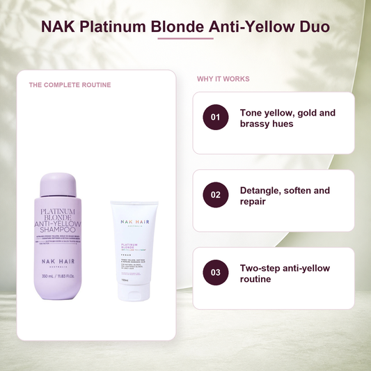 NAK Platinum Blonde anti-yellow shampoo and treatment routine