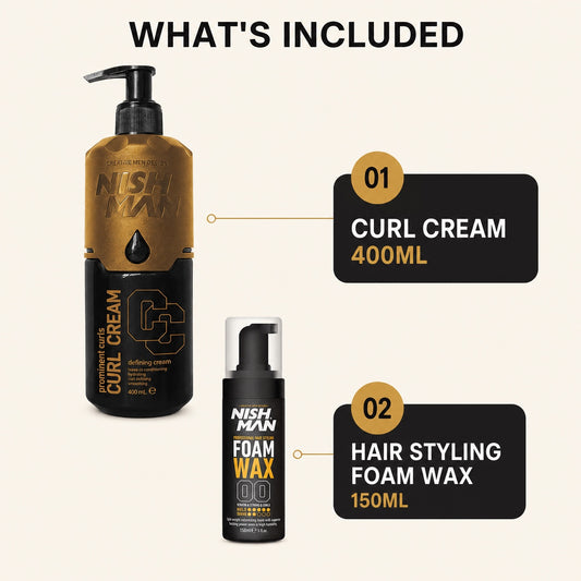 What is included in the Nish Man Curl and Foam Control Duo