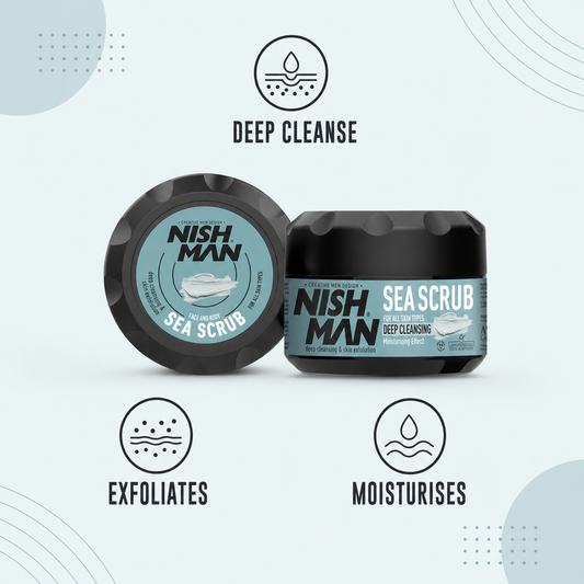 Nish Man Face and Body Sea Scrub 300ml - key benefits