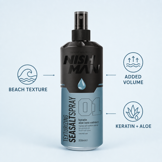 Nish Man Sea Salt Spray Keratin and Aloe Vera 200ml - key benefits