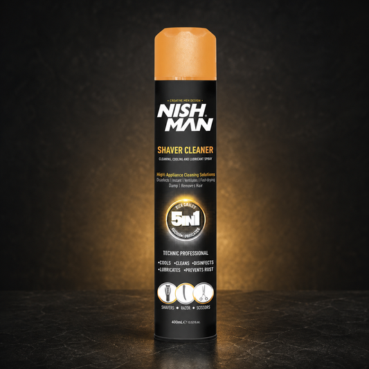 Nish Man Shaver Cleaner Spray 5-in-1 400ml - premium studio product photo