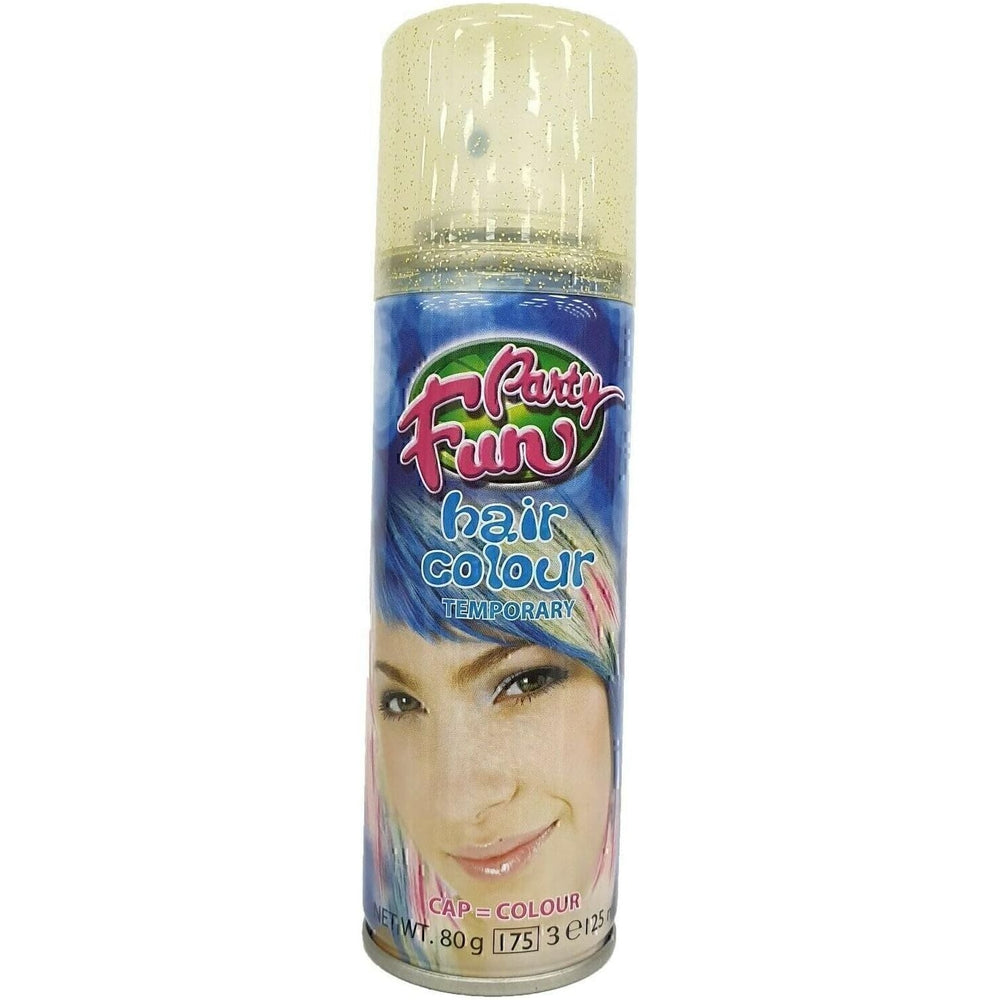 Party Fun Gold Glitter Temporary Hair Colour Spray 125ml