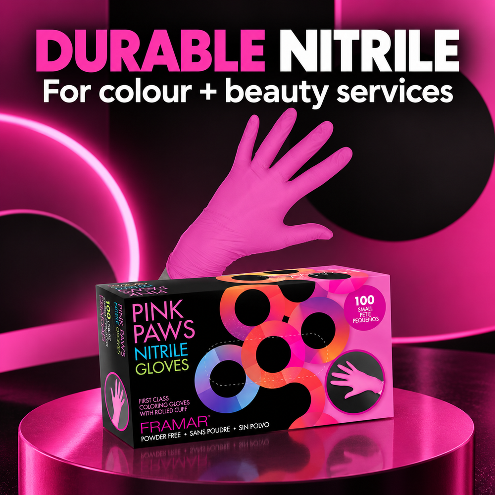 Framar Pink Paws Nitrile Gloves Small 100 Pack, view 4