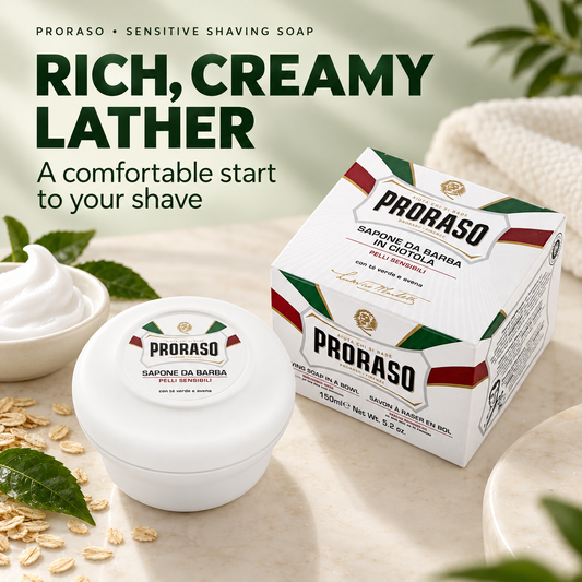 Proraso Sensitive Shaving Soap with rich creamy lather for a comfortable start to your shave