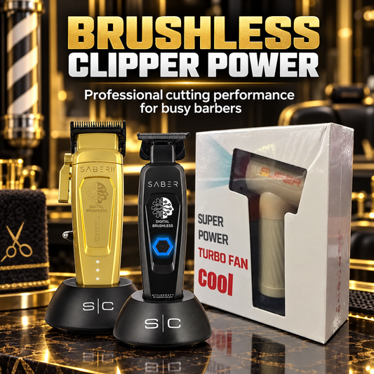 Saber Clipper Precision Trimmer and Turbo Fan Trio – brushless clipper power