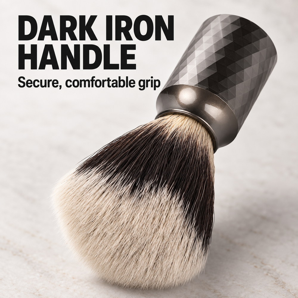 Shaving Brush Dark Iron Handle With Design — Dark iron handle